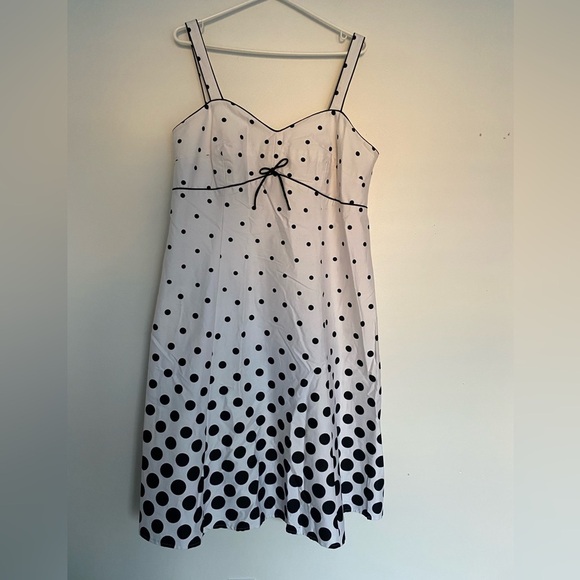 R & K‎ Polka Dot Sun Dress 16W Black White Romantic Easter Paris Preppy Coastal - Picture 1 of 13